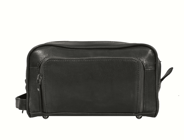Barcelona Leather Toiletry Bag - Walnut Brown - Aaron Leather Goods