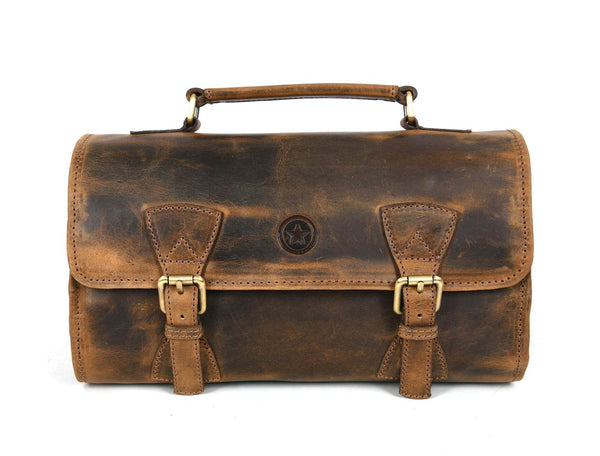 Lexington Leather Toiletry Bag - Vintage Brown - Aaron Leather Goods
