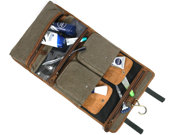 Lexington Leather Toiletry Bag - Vintage Brown - Aaron Leather Goods