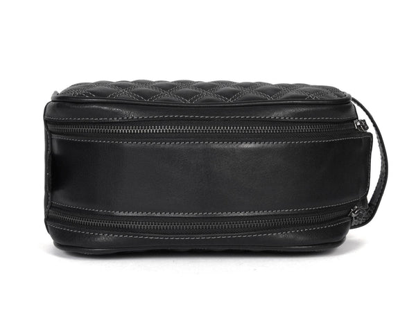 Ample Glide Quilted Leather Toiletry Bag - Black - Aaron Leather Goods