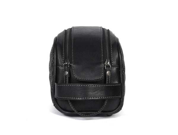 Ample Glide Quilted Leather Toiletry Bag - Black - Aaron Leather Goods