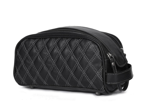 Ample Glide Quilted Leather Toiletry Bag - Black - Aaron Leather Goods