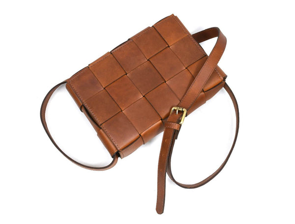 Cieza Sling Bag - Caramel Brown ( Upcycled Leather ) - Aaron Leather Goods