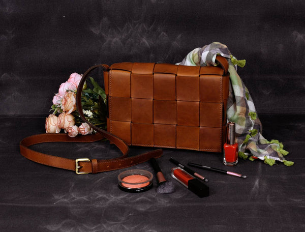 Cieza Sling Bag - Caramel Brown ( Upcycled Leather ) - Aaron Leather Goods