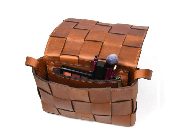 Cieza Sling Bag - Caramel Brown ( Upcycled Leather ) - Aaron Leather Goods