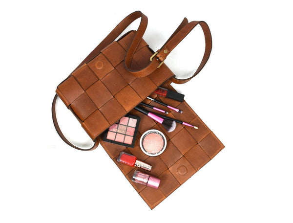 Cieza Sling Bag - Caramel Brown ( Upcycled Leather ) - Aaron Leather Goods