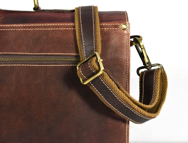 Phoenix Leather Briefcase - Walnut Brown - Aaron Leather Goods