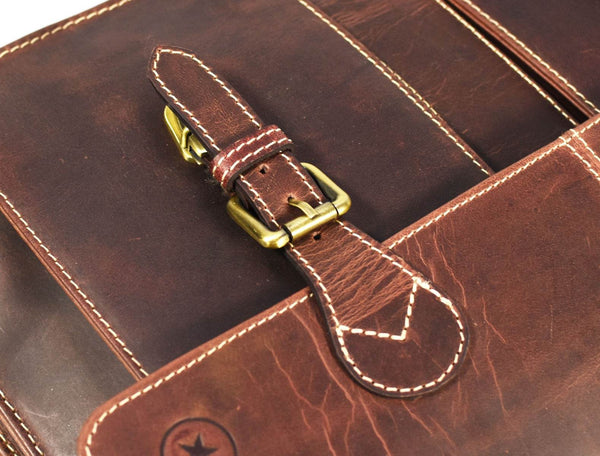 Phoenix Leather Briefcase - Walnut Brown - Aaron Leather Goods