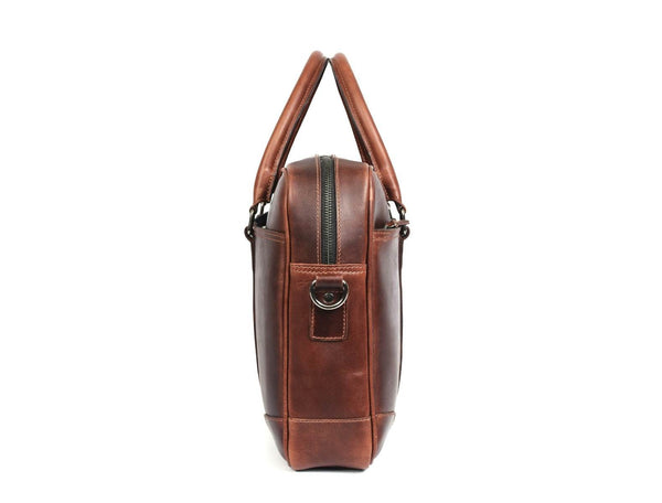 Broadway Leather Office Bag – Walnut Brown - Aaron Leather Goods