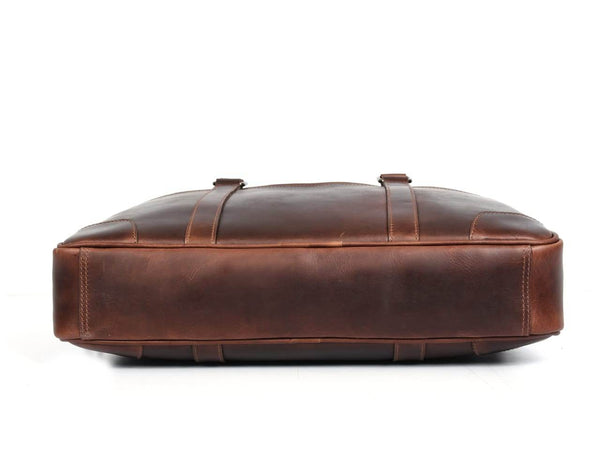 Broadway Leather Office Bag – Walnut Brown - Aaron Leather Goods
