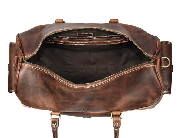 Pamplona Leather Duffle Bag - Walnut Brown - Aaron Leather Goods