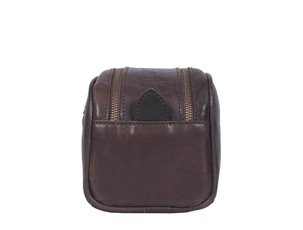 Omaha Leather Toiletry Bag - Walnut Brown - Aaron Leather Goods