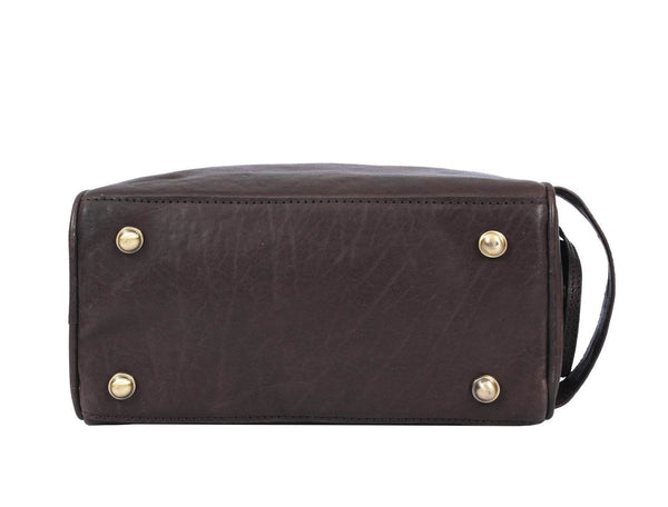 Omaha Leather Toiletry Bag - Walnut Brown - Aaron Leather Goods