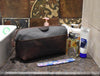 Valencia Canvas Leather Toiletry Bag - Vintage Brown - Aaron Leather Goods