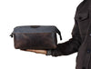 Valencia Canvas Leather Toiletry Bag - Vintage Brown - Aaron Leather Goods