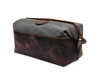 Valencia Canvas Leather Toiletry Bag - Vintage Brown - Aaron Leather Goods