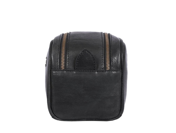 Omaha Leather Toiletry Bag - Raven Black - Aaron Leather Goods