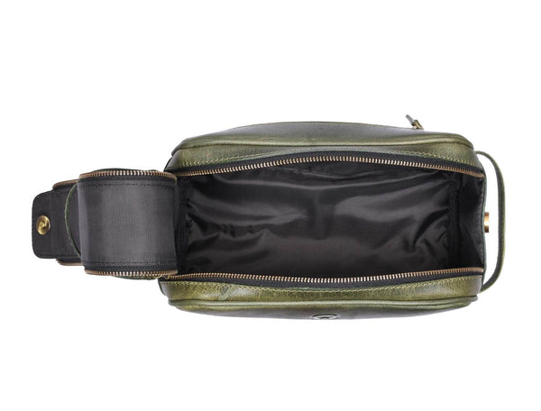 Omaha Leather Toiletry Bag - Seaweed Green - Aaron Leather Goods