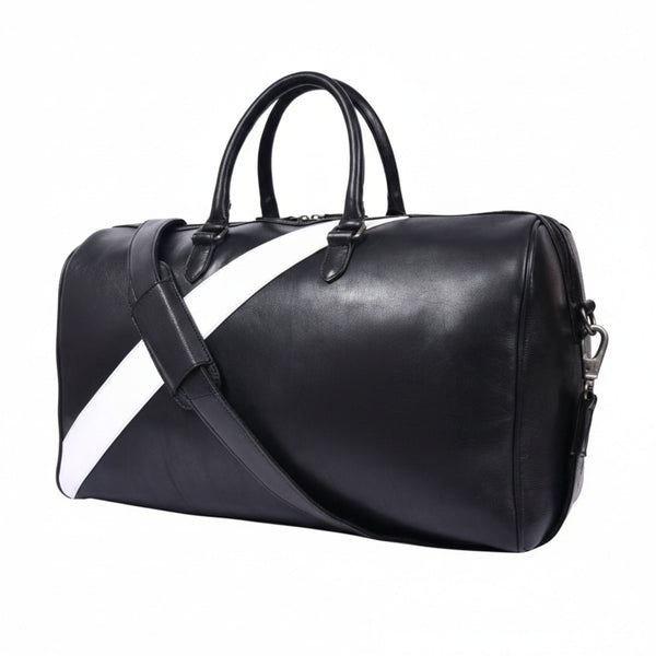 Luxury Black Leather Weekender Duffle Bag - Aaron Leather Goods