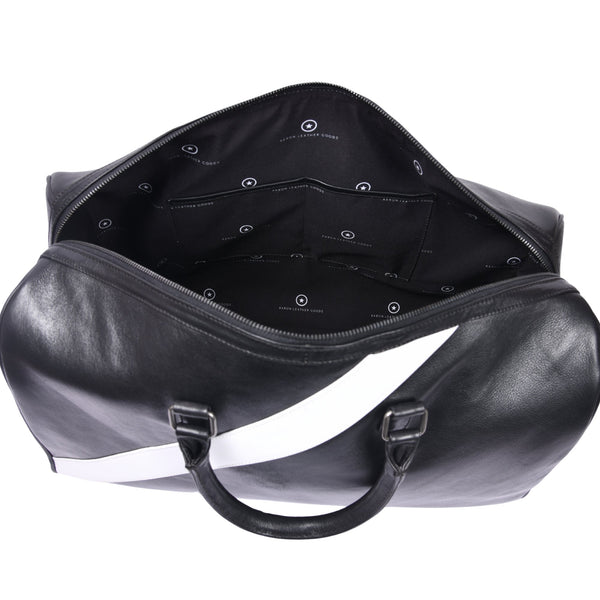 Luxury Black Leather Weekender Duffle Bag - Aaron Leather Goods