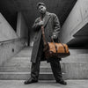 Luxury Hair - On Leather Duffle Bag for Men – Vintage Brown Travel Weekender with Shoulder Strap - Aaron Leather Goods Inc