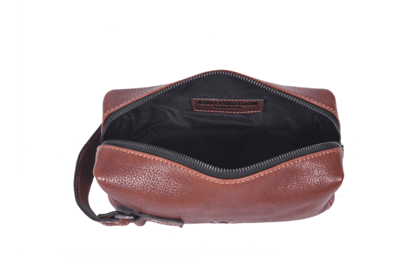Luxury Leather Dopp Kit with Easy Carry Handle - Aaron Leather Goods