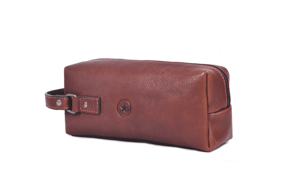 Luxury Leather Dopp Kit with Easy Carry Handle - Aaron Leather Goods