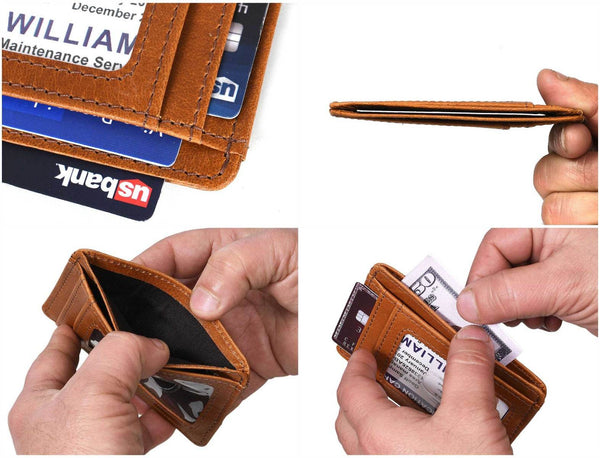 Utrera Leather Credit Card Holder - Caramel Brown - Aaron Leather Goods