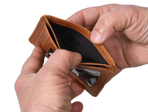 Utrera Leather Credit Card Holder - Caramel Brown - Aaron Leather Goods