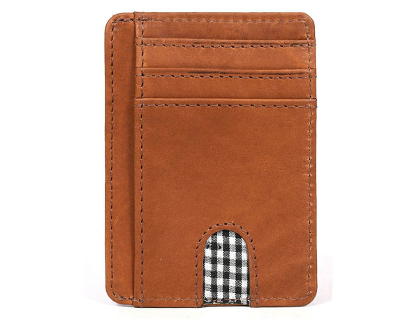 Utrera Leather Credit Card Holder - Chestnut - Aaron Leather Goods