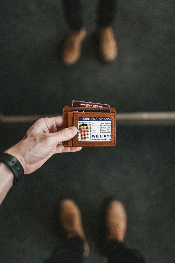 Utrera Leather Credit Card Holder - Chestnut - Aaron Leather Goods