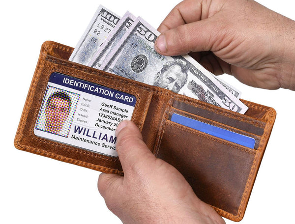 Osuna Mens Leather Wallet - Caramel Brown - Aaron Leather Goods