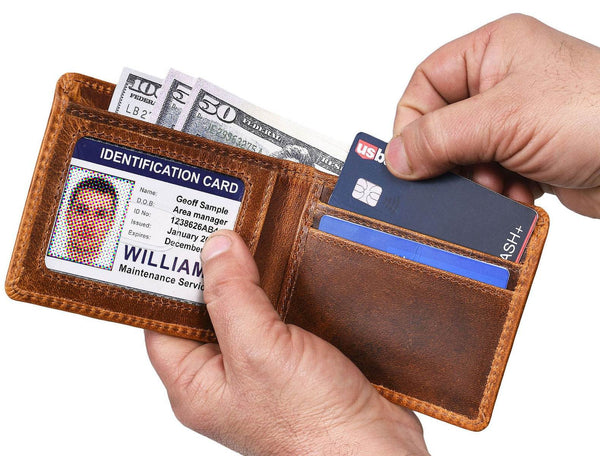 Osuna Mens Leather Wallet - Caramel Brown - Aaron Leather Goods
