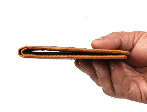 Osuna Mens Leather Wallet - Caramel Brown - Aaron Leather Goods