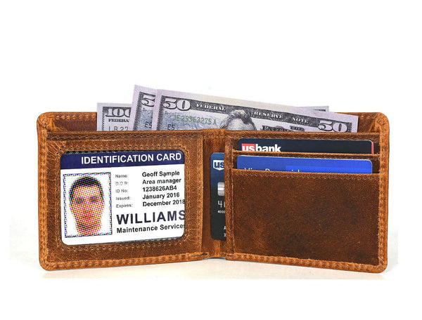 Osuna Mens Leather Wallet - Caramel Brown - Aaron Leather Goods