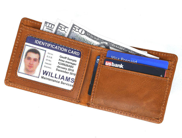 Osuna Mens Leather Wallet - Chestnut - Aaron Leather Goods