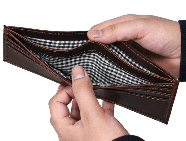 Montilla Leather Bifold Mens Wallet - Walnut Brown - Aaron Leather Goods