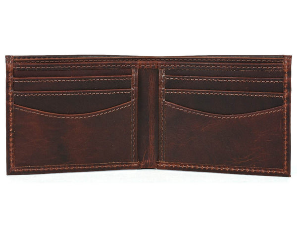 Montilla Leather Bifold Mens Wallet - Walnut Brown - Aaron Leather Goods