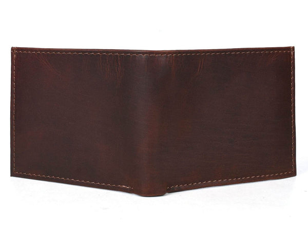 Cuenca Leather Bifold Mens Wallet - Walnut Brown - Aaron Leather Goods