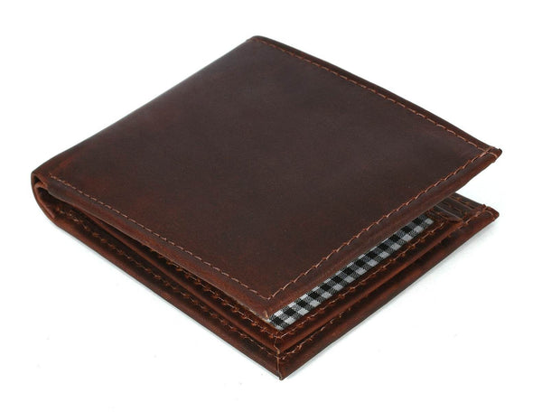 Cuenca Leather Bifold Mens Wallet - Walnut Brown - Aaron Leather Goods