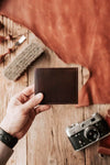 Cuenca Leather Bifold Mens Wallet - Walnut Brown - Aaron Leather Goods