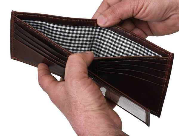 Cuenca Leather Bifold Mens Wallet - Walnut Brown - Aaron Leather Goods