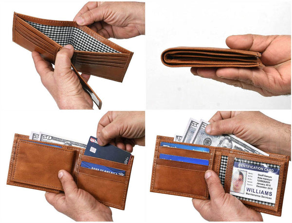 Cuenca Leather Bifold Mens Wallet - Chestnut - Aaron Leather Goods