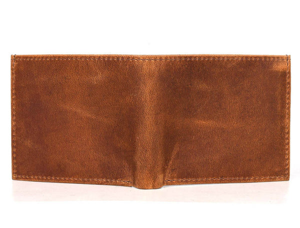 Cuenca Leather Bifold Mens Wallet - Caramel Brown - Aaron Leather Goods