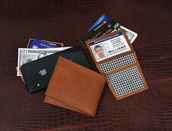 Telde Leather Bifold Mens Wallet - Caramel Brown - Aaron Leather Goods