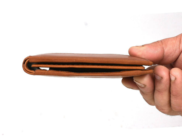 Telde Leather Bifold Mens Wallet - Caramel Brown - Aaron Leather Goods