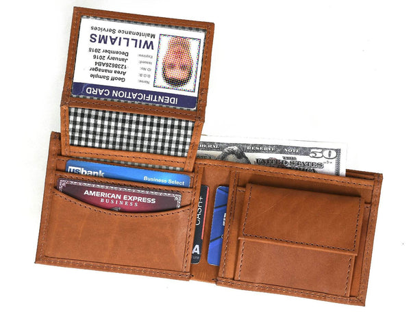 Telde Leather Bifold Mens Wallet - Caramel Brown - Aaron Leather Goods