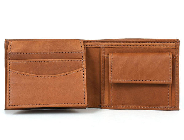 Telde Leather Bifold Mens Wallet - Caramel Brown - Aaron Leather Goods