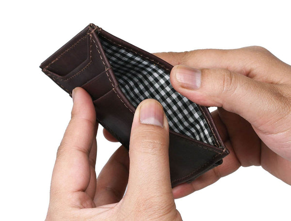 Sestao Leather Minimalist Money Clip Wallet -Walnut Brown - Aaron Leather Goods