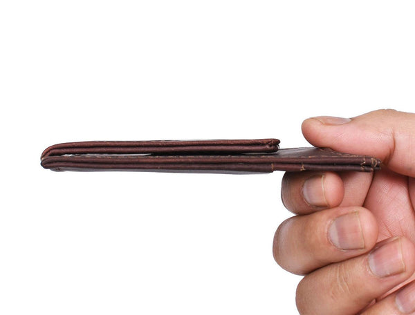 Sestao Leather Minimalist Money Clip Wallet -Walnut Brown - Aaron Leather Goods